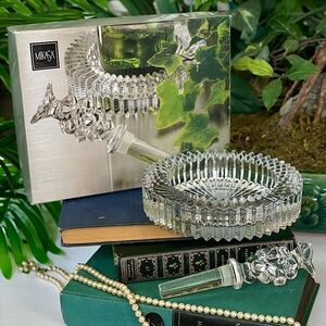 Mikasa Diamond Fire Wine Set Crystal Coaster & Wine Bottle Stopper